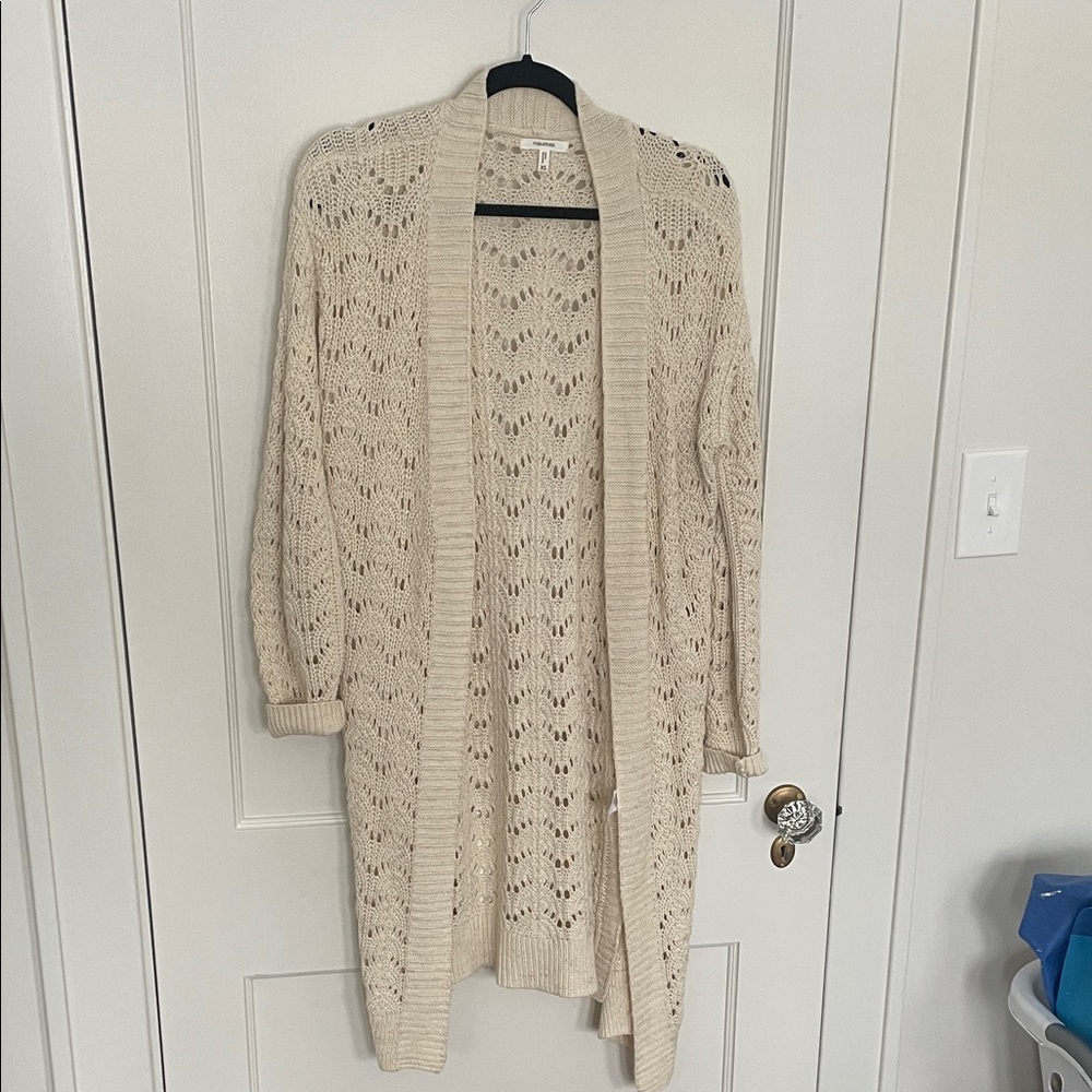 Maurices Beige Open-Knit Cardigan